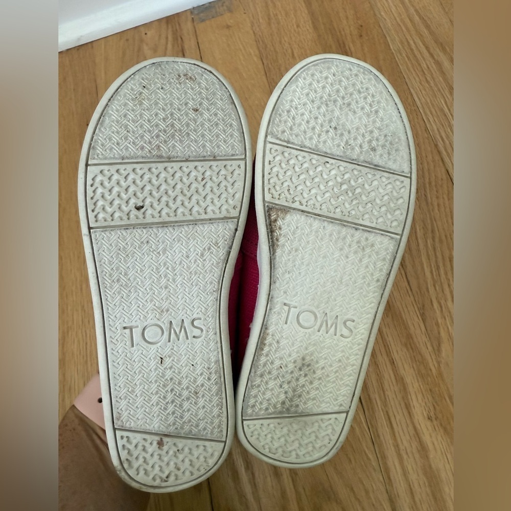 Girls Y12 Pink Tom’s Slip On Alpargata Magenta Pink Classic Heritage Toddler Kid - Picture 3 of 3
